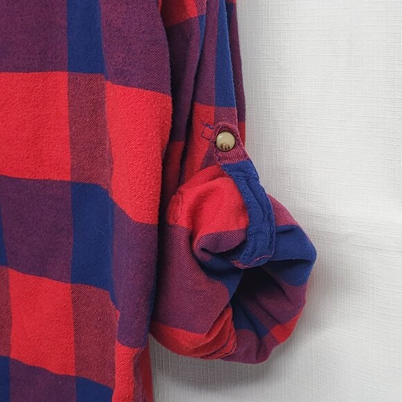 Jachs Girlfriend Flannel Shirt Bea Womens XXL Snap Button Roll Tab Sleeve Plaid - Picture 7 of 15